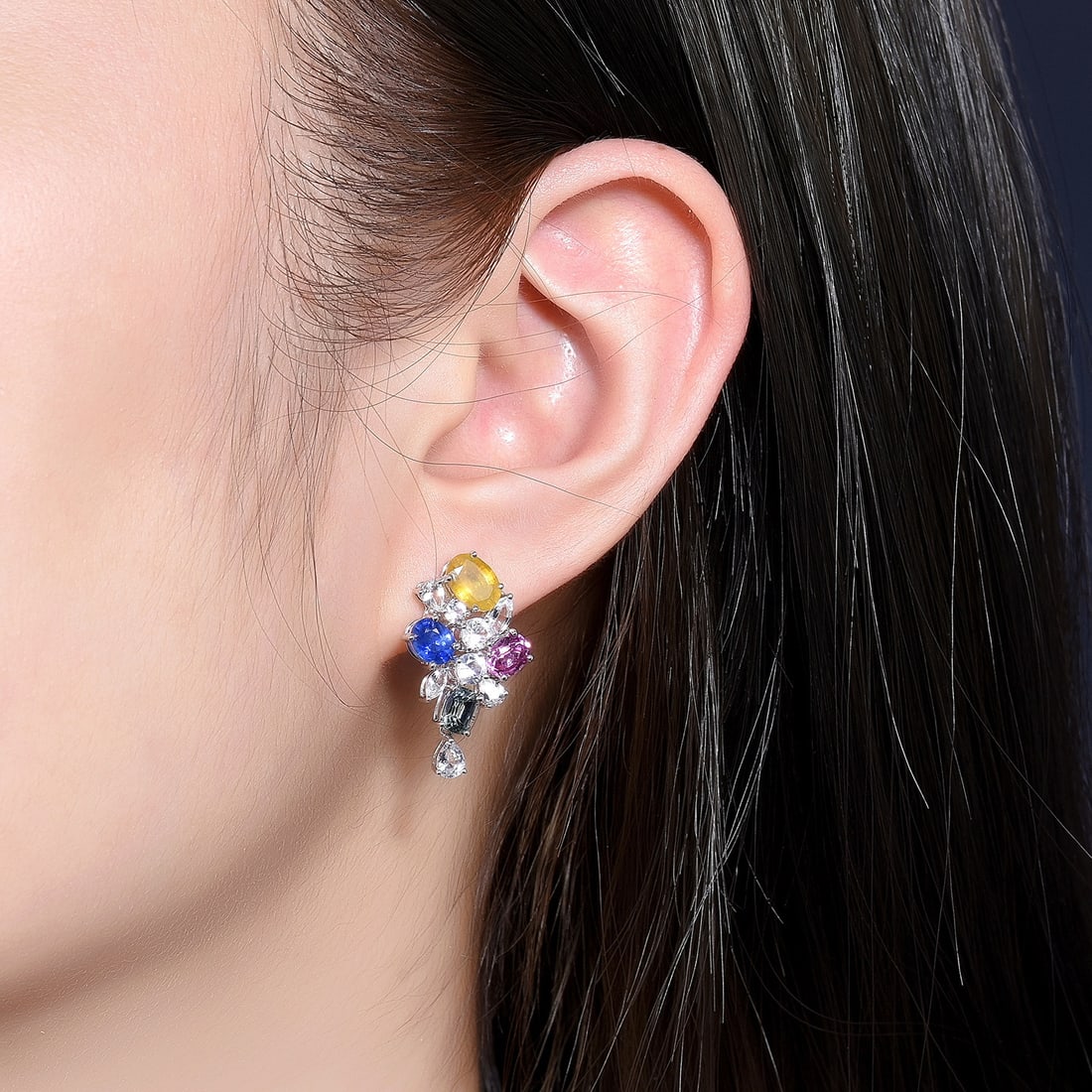 14k Gold 7.14 Ctw Natural Sapphire & Sapphire Earrings - 6