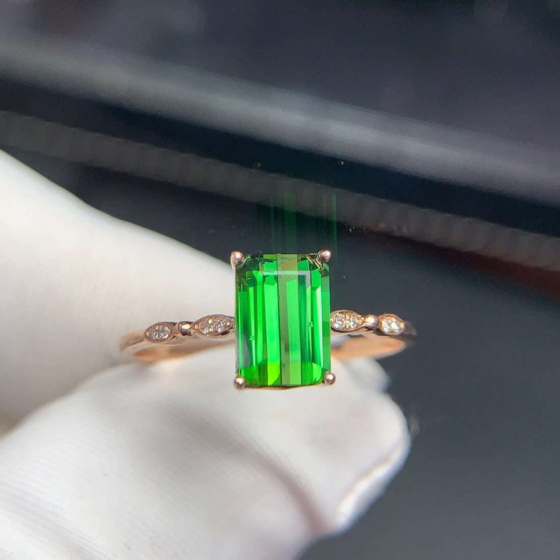 14k Gold 1.22 Ct Natural Tourmaline & Diamond Ring - 2