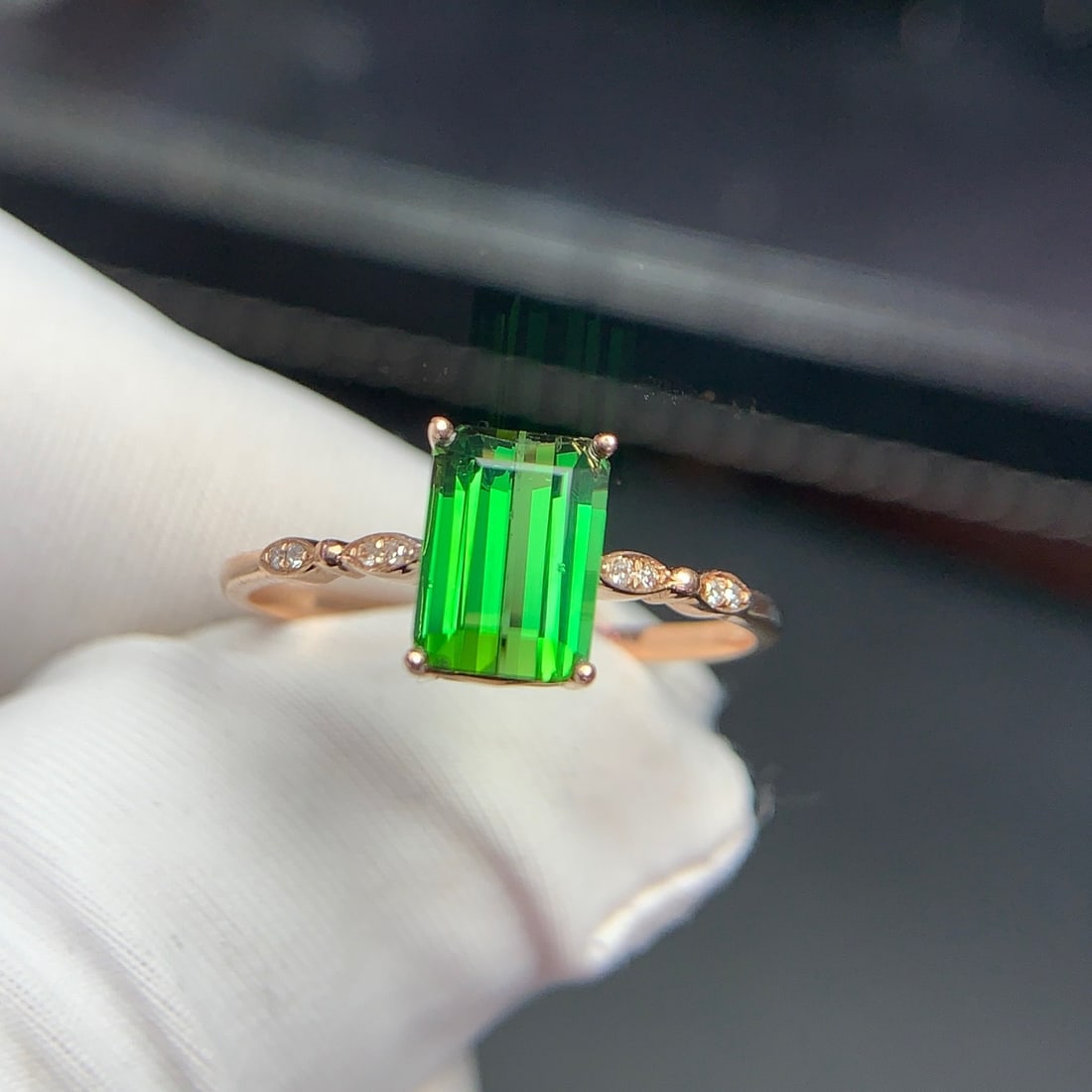 14k Gold 1.22 Ct Natural Tourmaline & Diamond Ring - 4