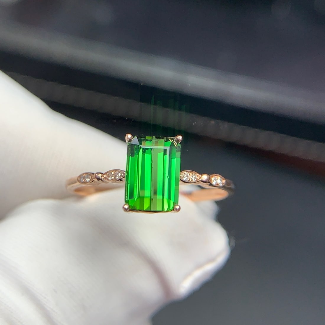 14k Gold 1.22 Ct Natural Tourmaline & Diamond Ring - 6