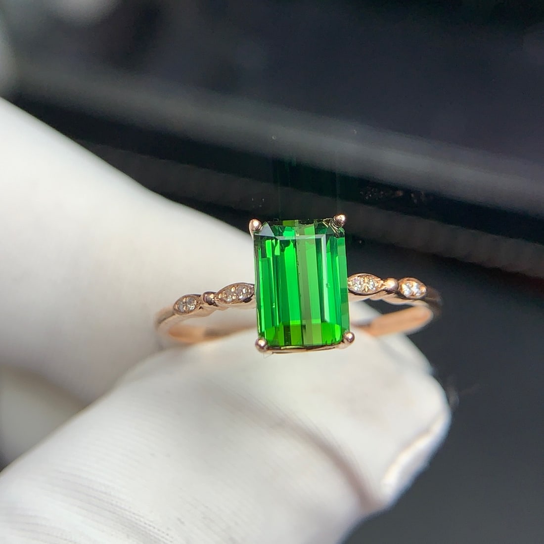 14k Gold 1.22 Ct Natural Tourmaline & Diamond Ring - 7