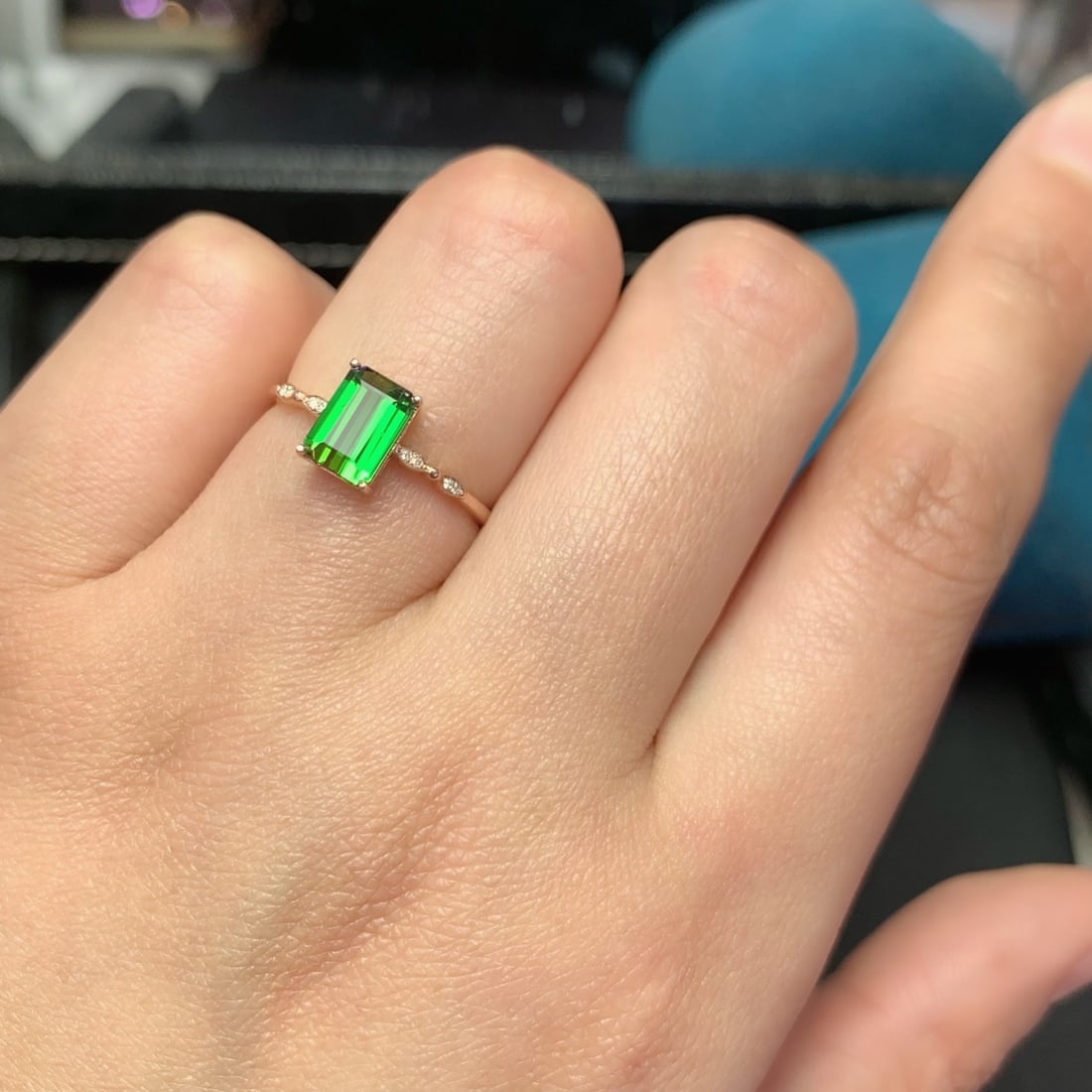 14k Gold 1.22 Ct Natural Tourmaline & Diamond Ring - 9