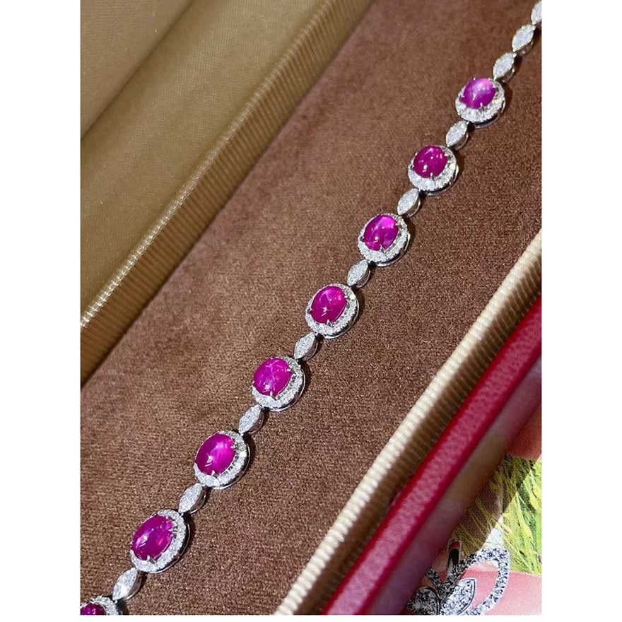 14k Gold 6.23 Ctw Natural Ruby & Diamond Bracelet - 2