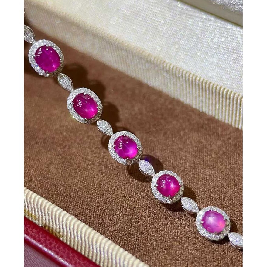 14k Gold 6.23 Ctw Natural Ruby & Diamond Bracelet - 5