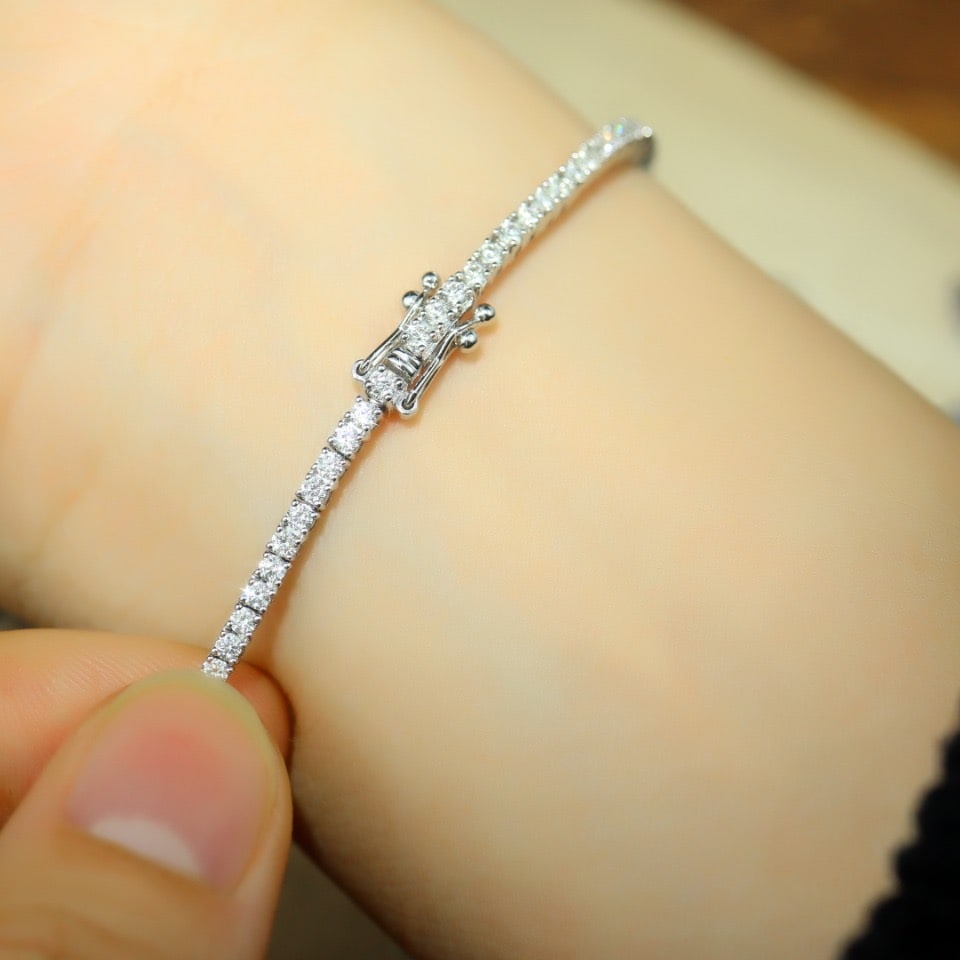 14k Gold 3.03 Ct Natural H Diamond Bracelet - 6