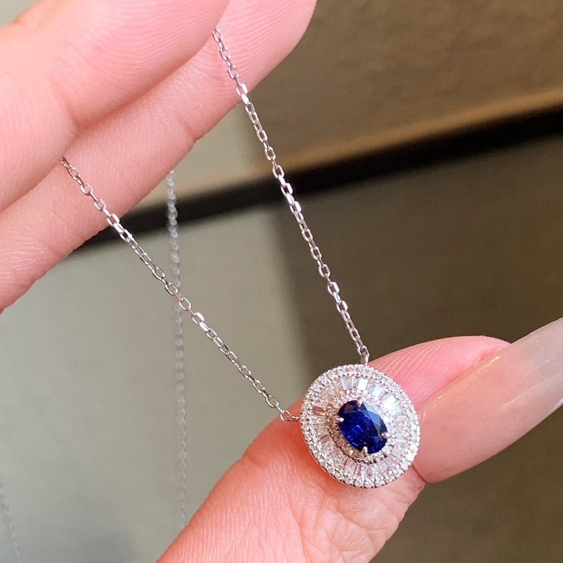 14k Gold 0.83 Ctw Natural Sapphire & Diamond Necklace - 6