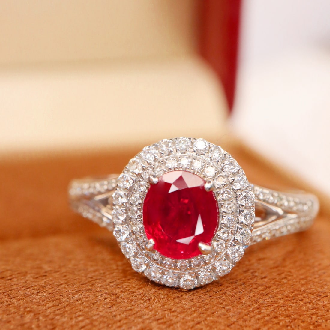 14k Gold 0.99 Ctw Natural Ruby & Diamond Ring - 3