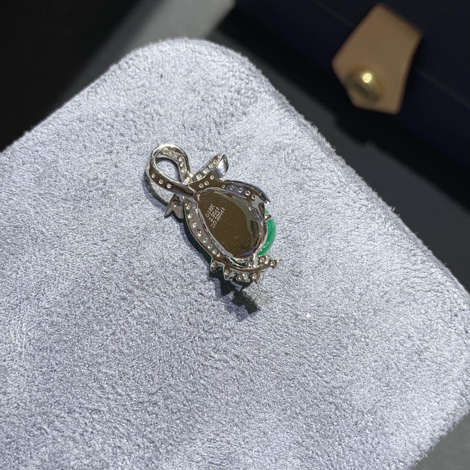 14k Gold 3.17 Ctw Natural Emerald & Diamond Pendant( Without Chain ) - 5