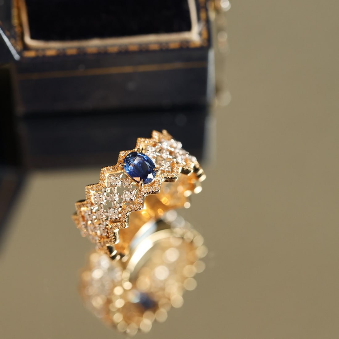 14k Gold 1.05 Ctw Natural Sapphire & Diamond Ring - 4