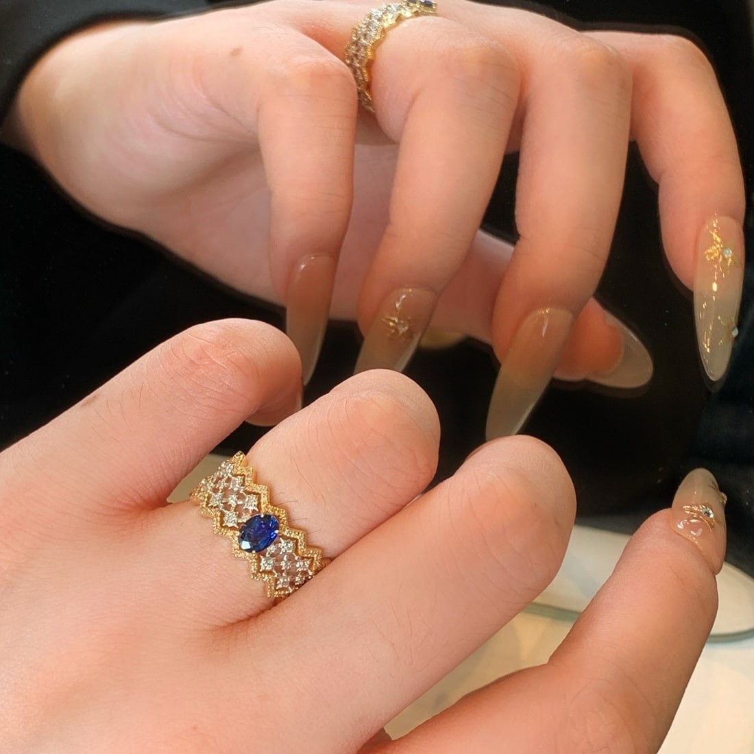 14k Gold 1.05 Ctw Natural Sapphire & Diamond Ring - 5