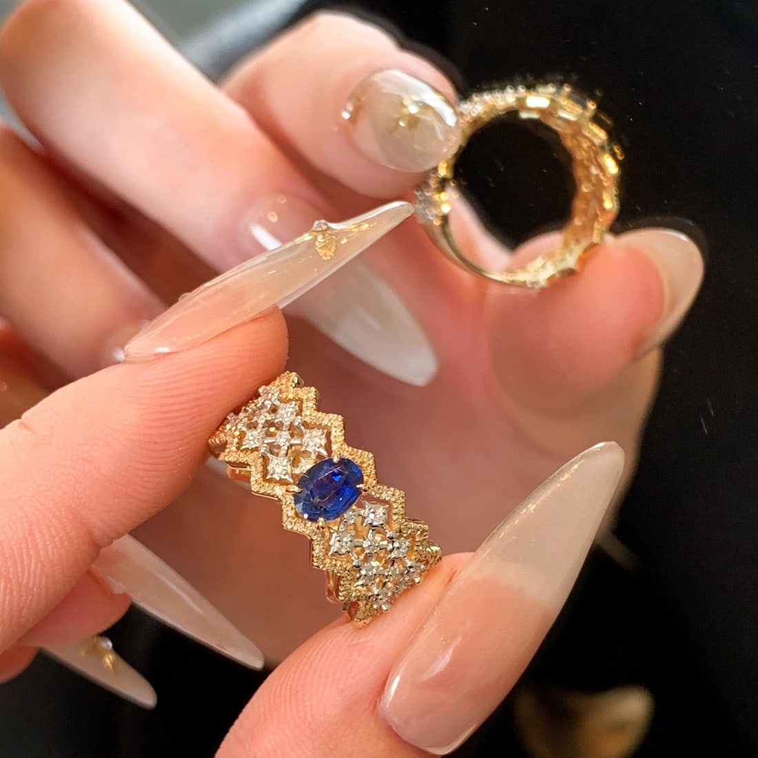 14k Gold 1.05 Ctw Natural Sapphire & Diamond Ring - 8