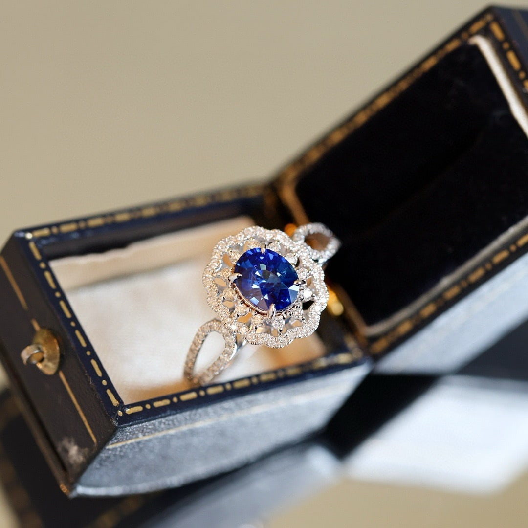 14k Gold 1.58 Ctw Natural Sapphire & Diamond Ring - 2