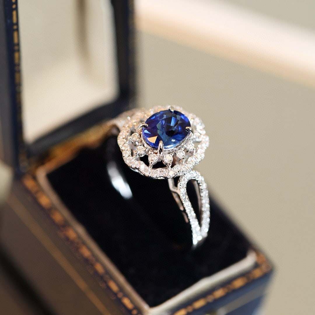 14k Gold 1.58 Ctw Natural Sapphire & Diamond Ring - 3