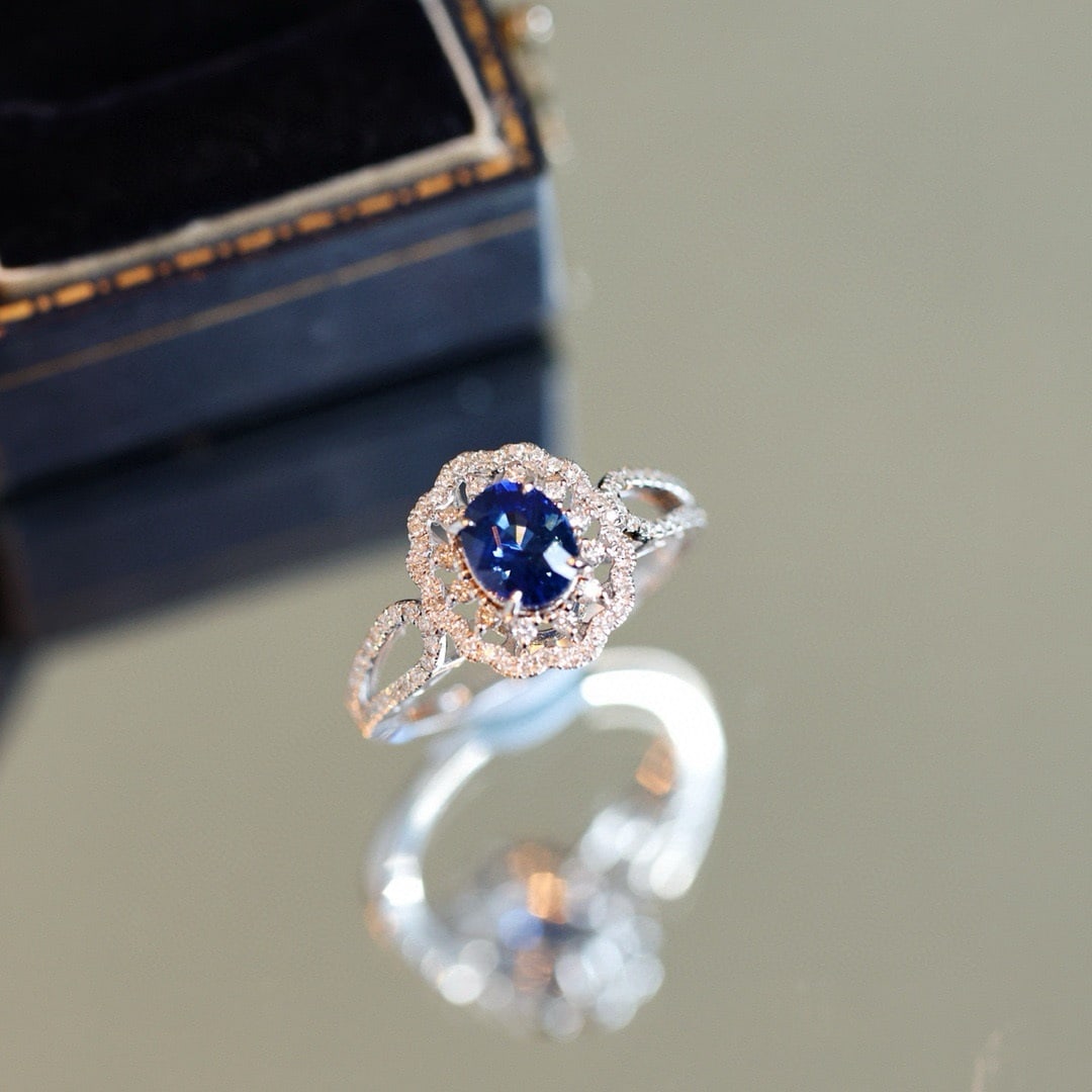 14k Gold 1.58 Ctw Natural Sapphire & Diamond Ring - 4