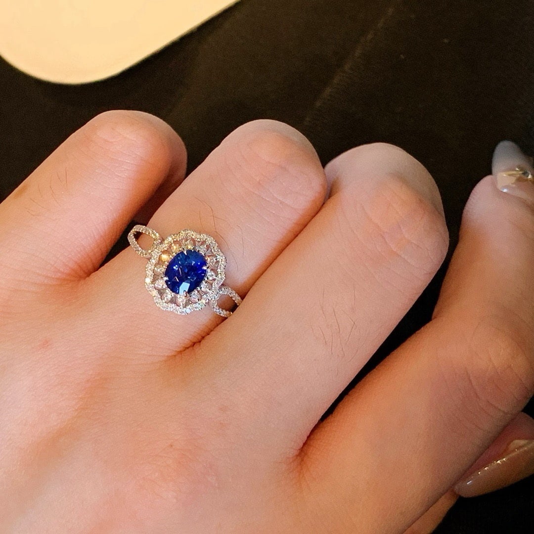 14k Gold 1.58 Ctw Natural Sapphire & Diamond Ring - 5