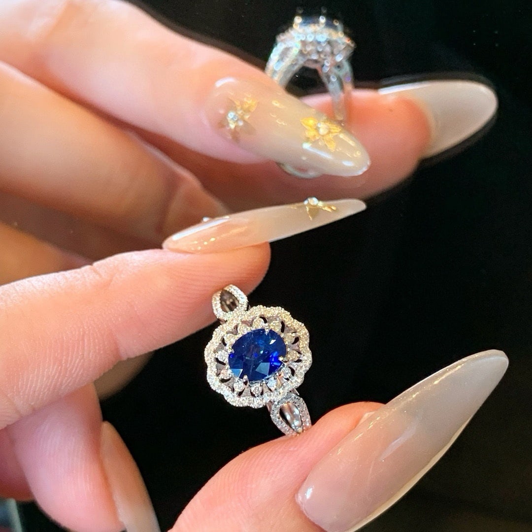 14k Gold 1.58 Ctw Natural Sapphire & Diamond Ring - 6