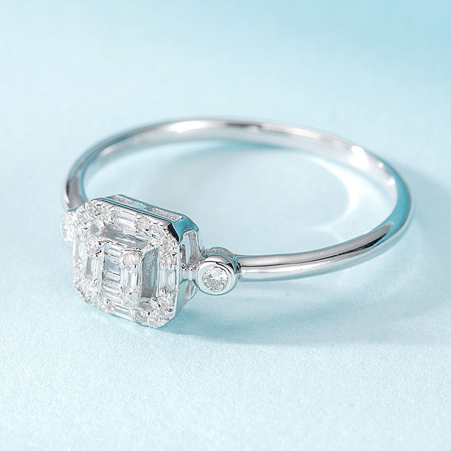 14k Gold 0.14 Ct Natural H Diamond Ring - 2