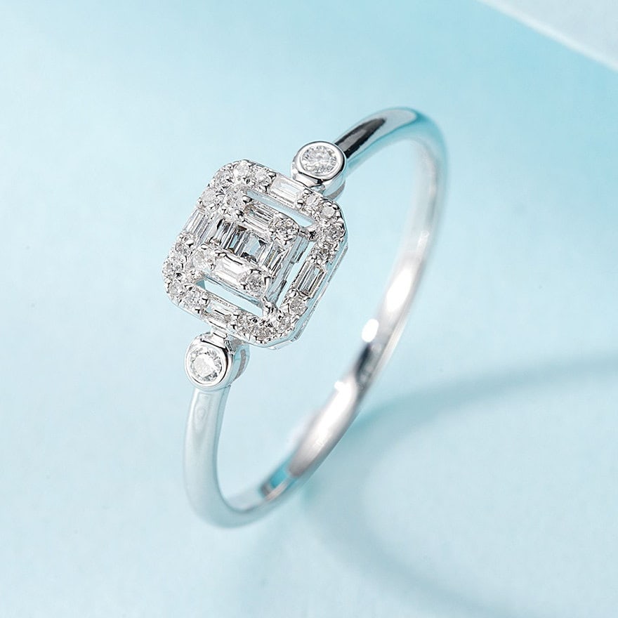 14k Gold 0.14 Ct Natural H Diamond Ring - 3