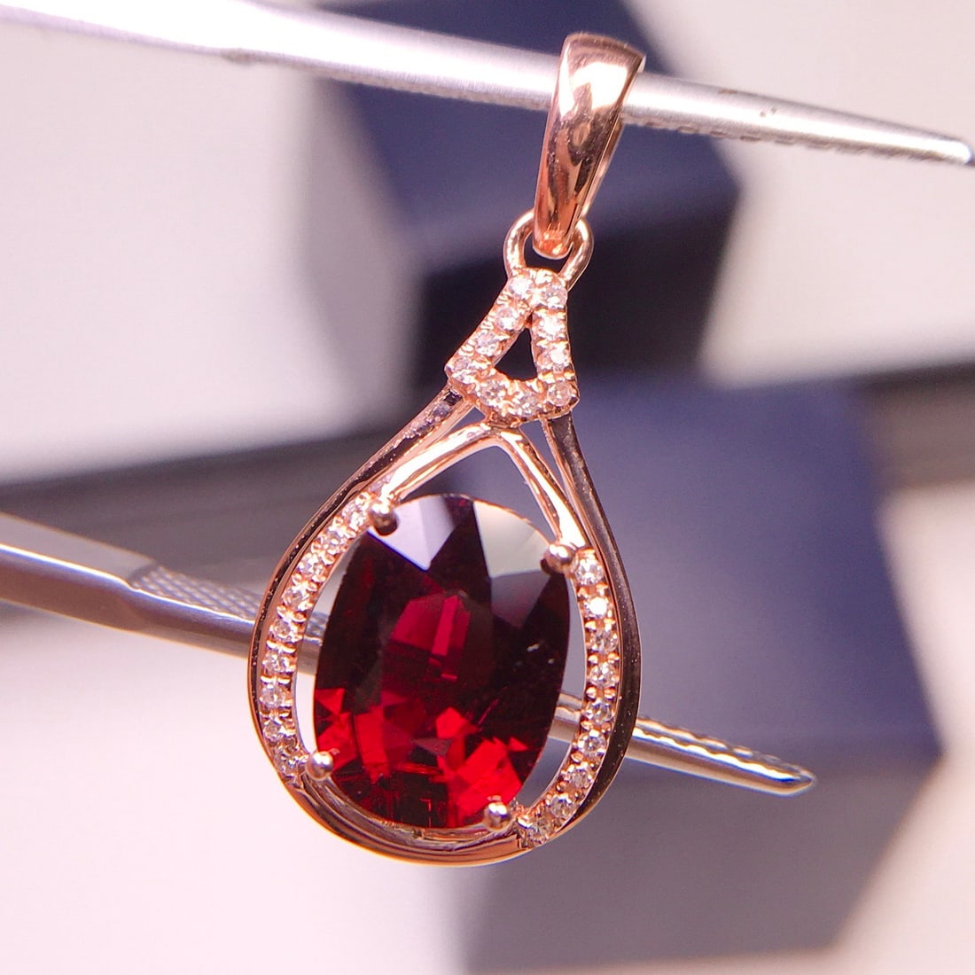 14k Gold 1.9 Ct Natural Tourmaline & Diamond Pendant( Without Chain ) - 3