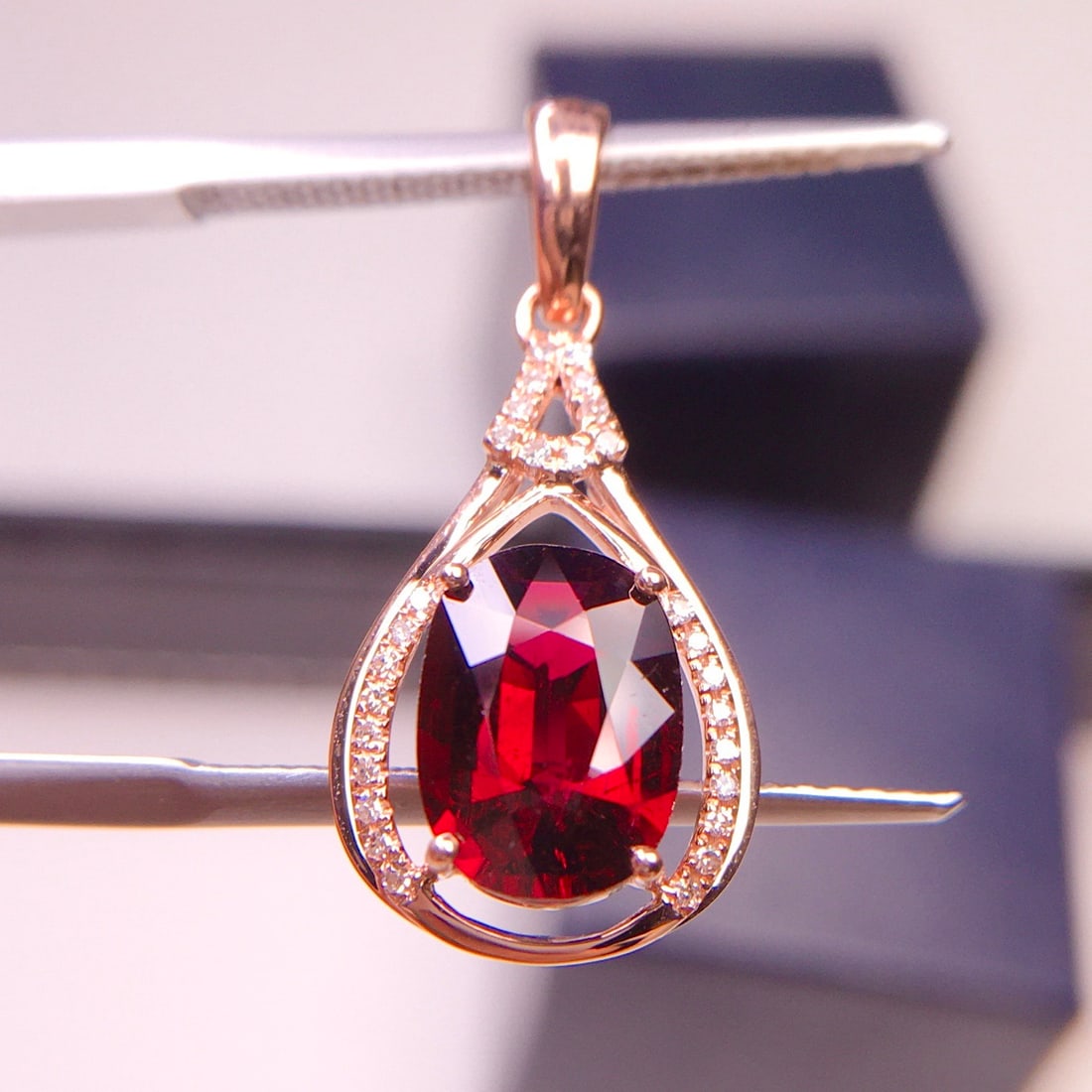 14k Gold 1.9 Ct Natural Tourmaline & Diamond Pendant( Without Chain ) - 6