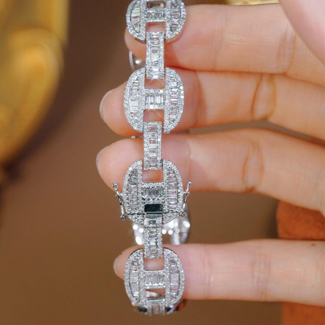 14k Gold 6.00 Ct Natural H Diamond Bracelet - 2