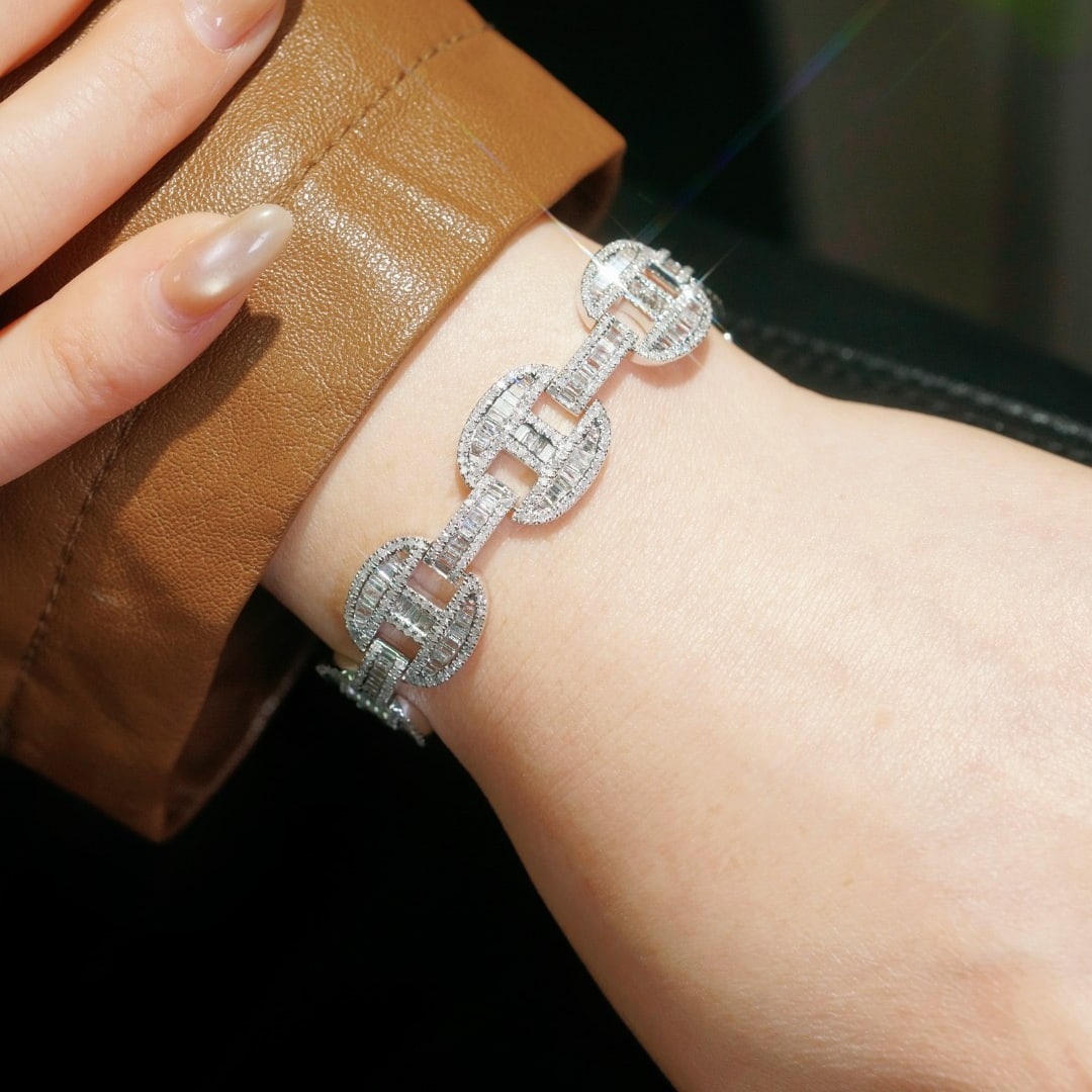 14k Gold 6.00 Ct Natural H Diamond Bracelet - 3