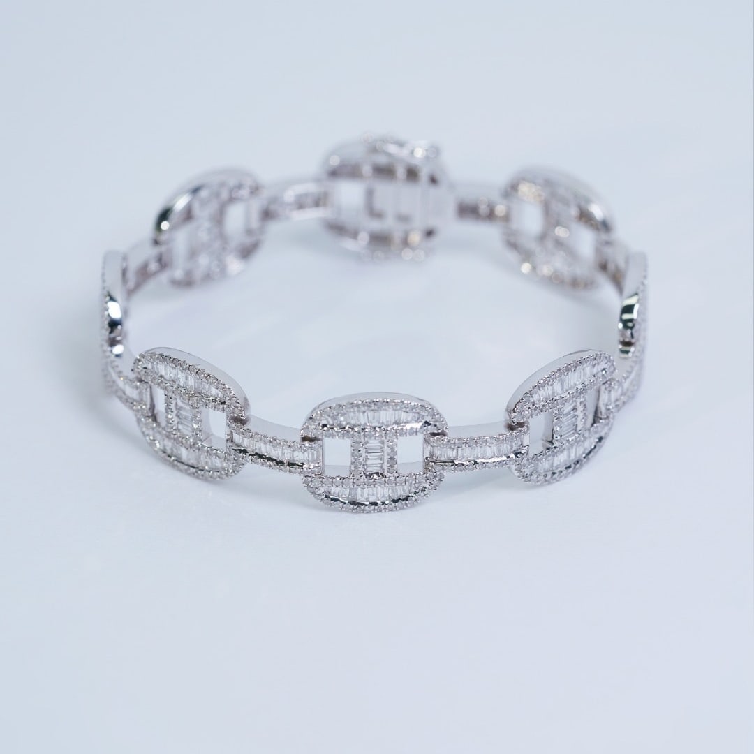 14k Gold 6.00 Ct Natural H Diamond Bracelet - 4