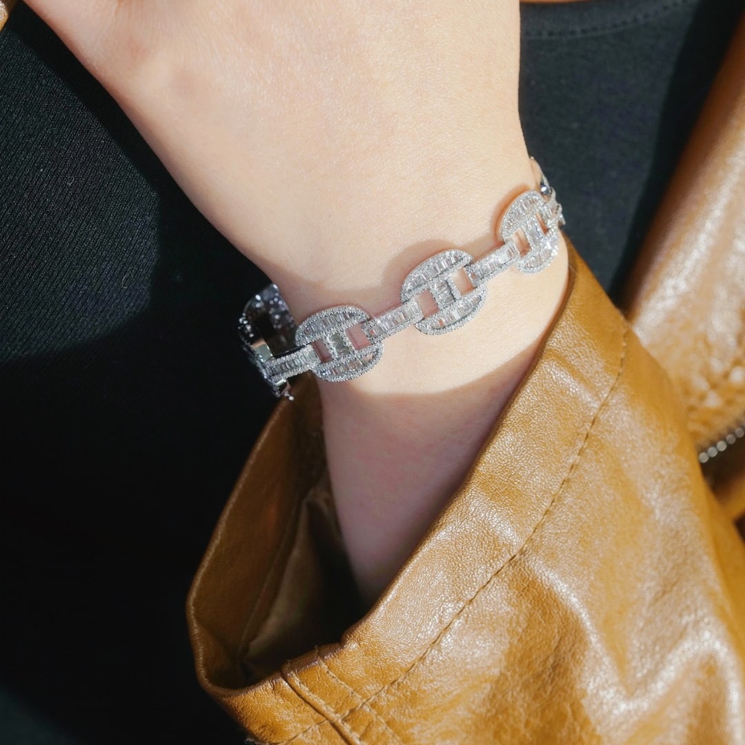 14k Gold 6.00 Ct Natural H Diamond Bracelet - 5