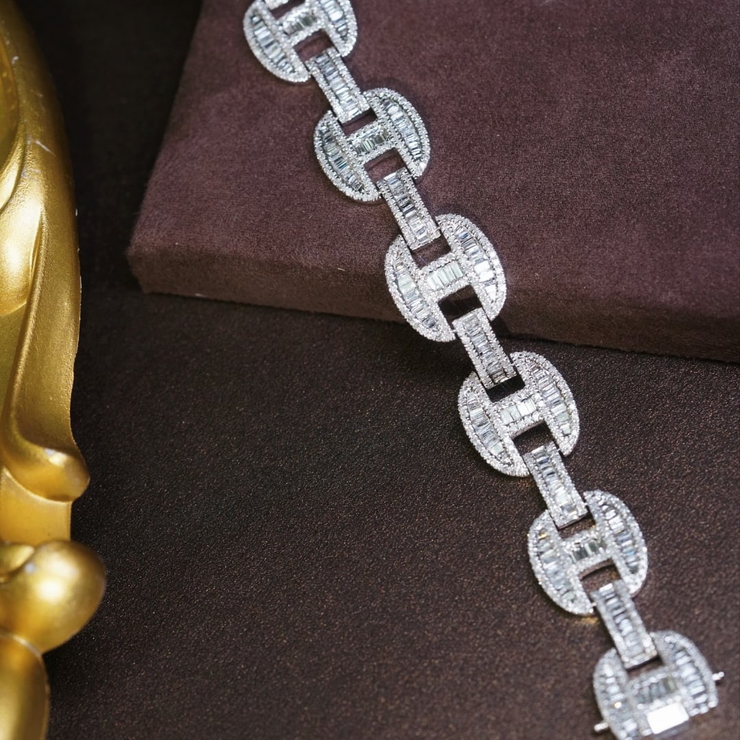 14k Gold 6.00 Ct Natural H Diamond Bracelet - 6