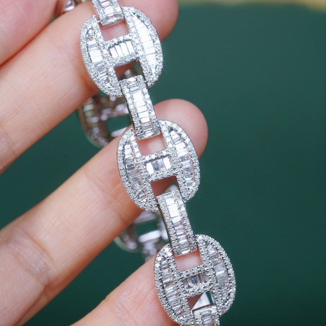 14k Gold 6.00 Ct Natural H Diamond Bracelet - 7