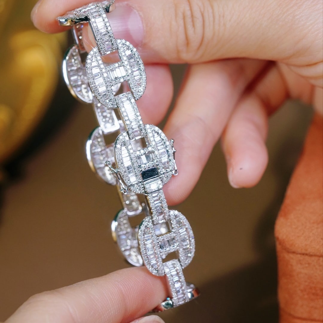 14k Gold 6.00 Ct Natural H Diamond Bracelet - 9