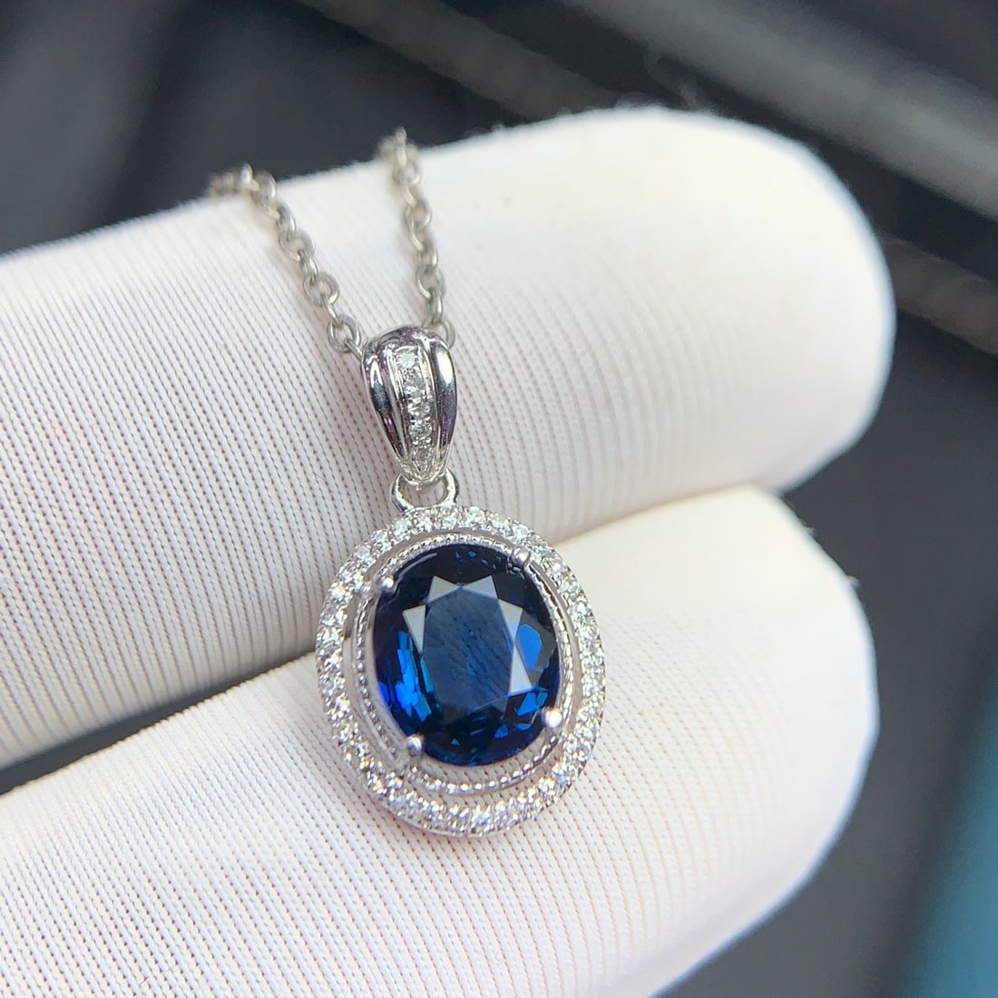 14k Gold 1.21 Ct Natural Sapphire & Diamond Pendant( Without Chain ) - 3