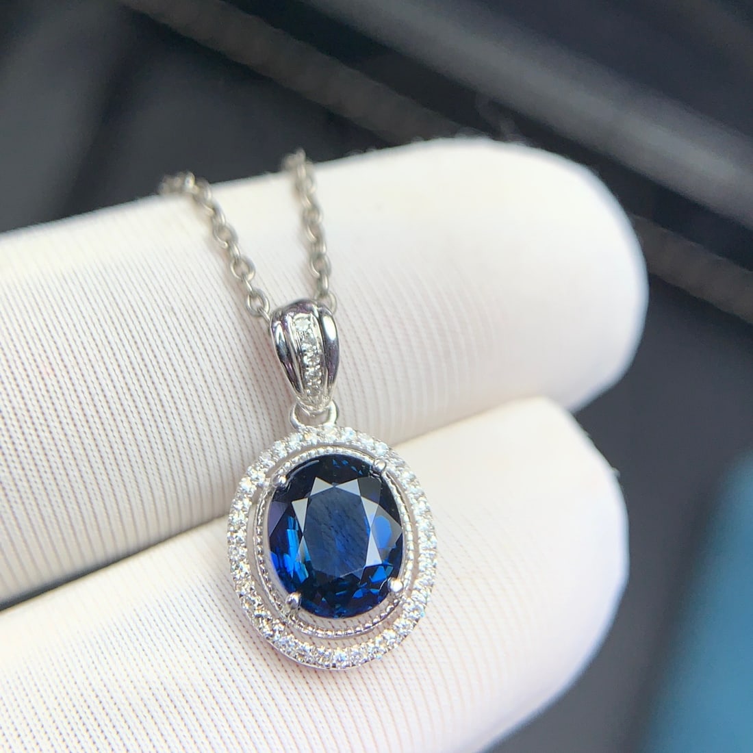 14k Gold 1.21 Ct Natural Sapphire & Diamond Pendant( Without Chain ) - 4