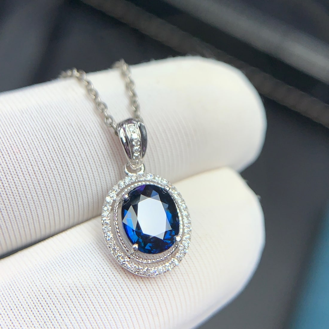 14k Gold 1.21 Ct Natural Sapphire & Diamond Pendant( Without Chain ) - 5