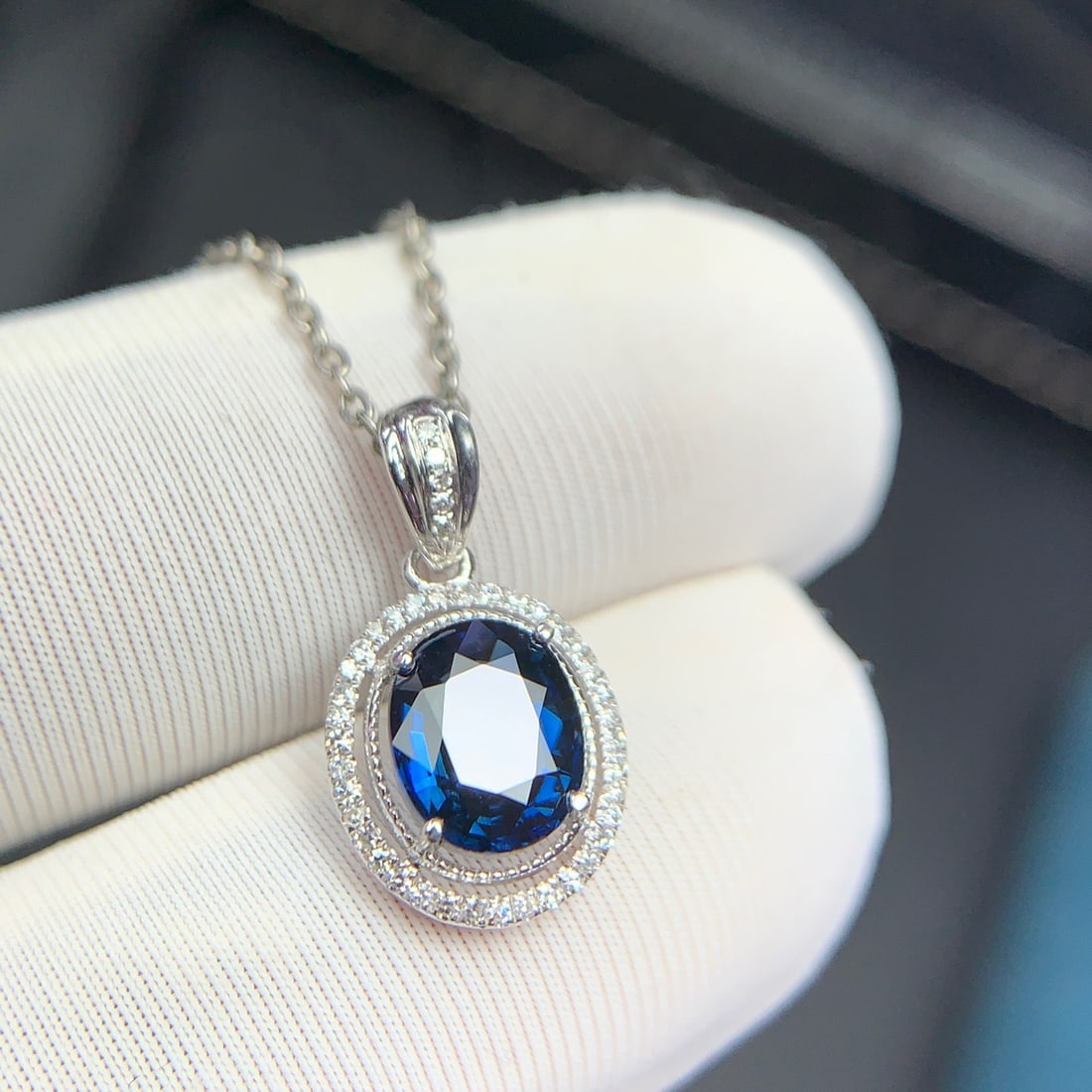 14k Gold 1.21 Ct Natural Sapphire & Diamond Pendant( Without Chain ) - 6