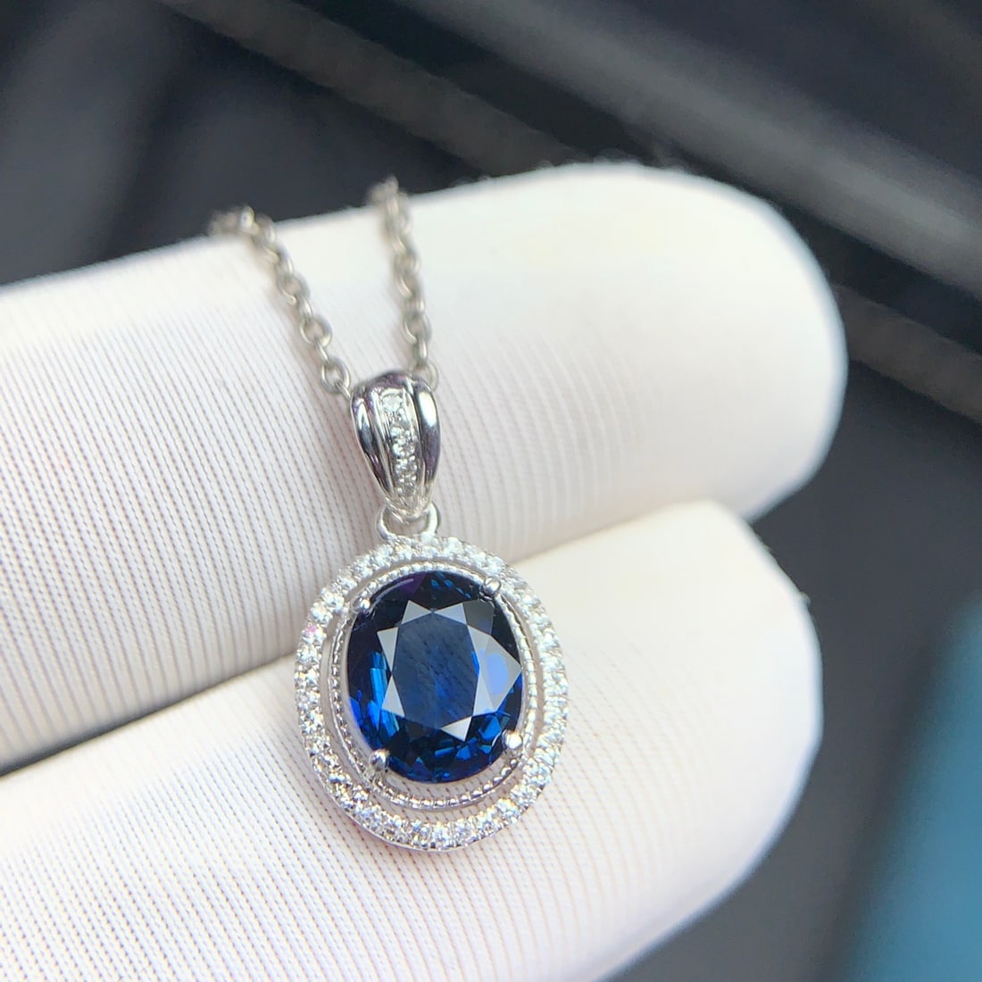 14k Gold 1.21 Ct Natural Sapphire & Diamond Pendant( Without Chain ) - 7