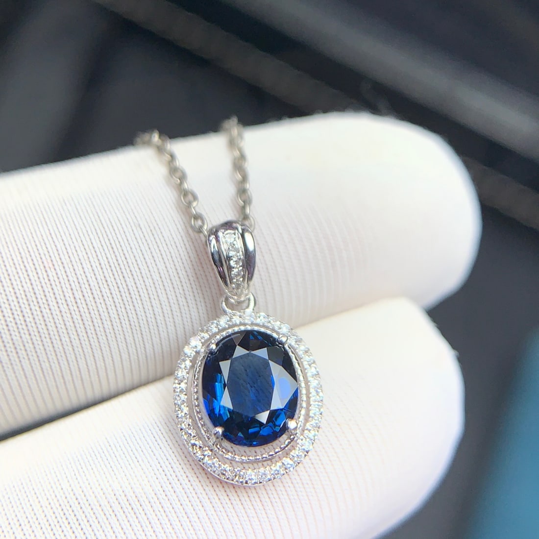 14k Gold 1.21 Ct Natural Sapphire & Diamond Pendant( Without Chain ) - 8