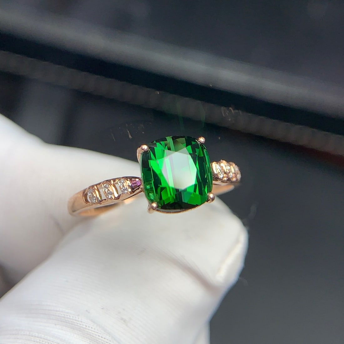 14k Gold 2.1 Ct Natural Tourmaline & Diamond Ring - 3