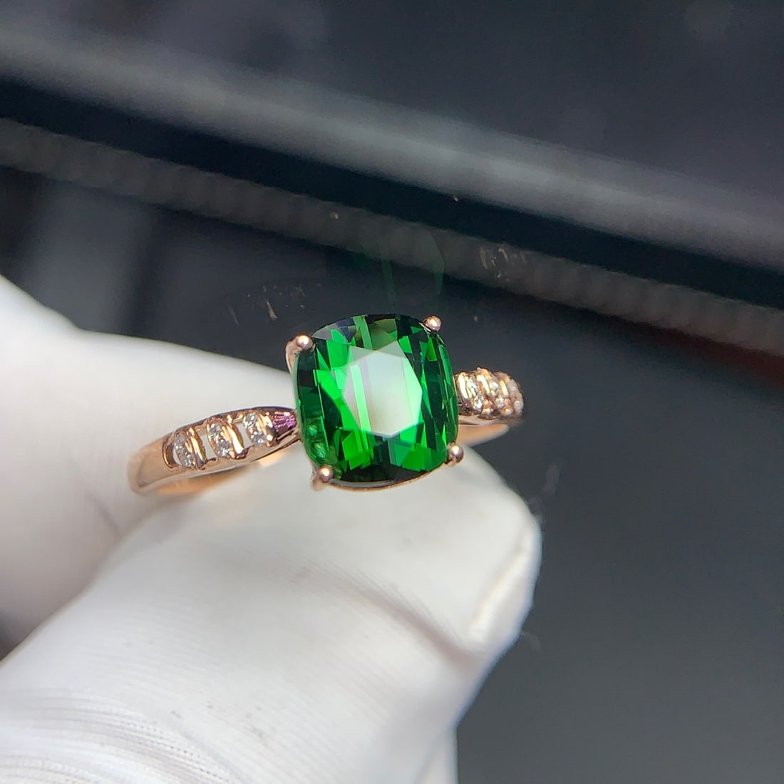 14k Gold 2.1 Ct Natural Tourmaline & Diamond Ring - 4