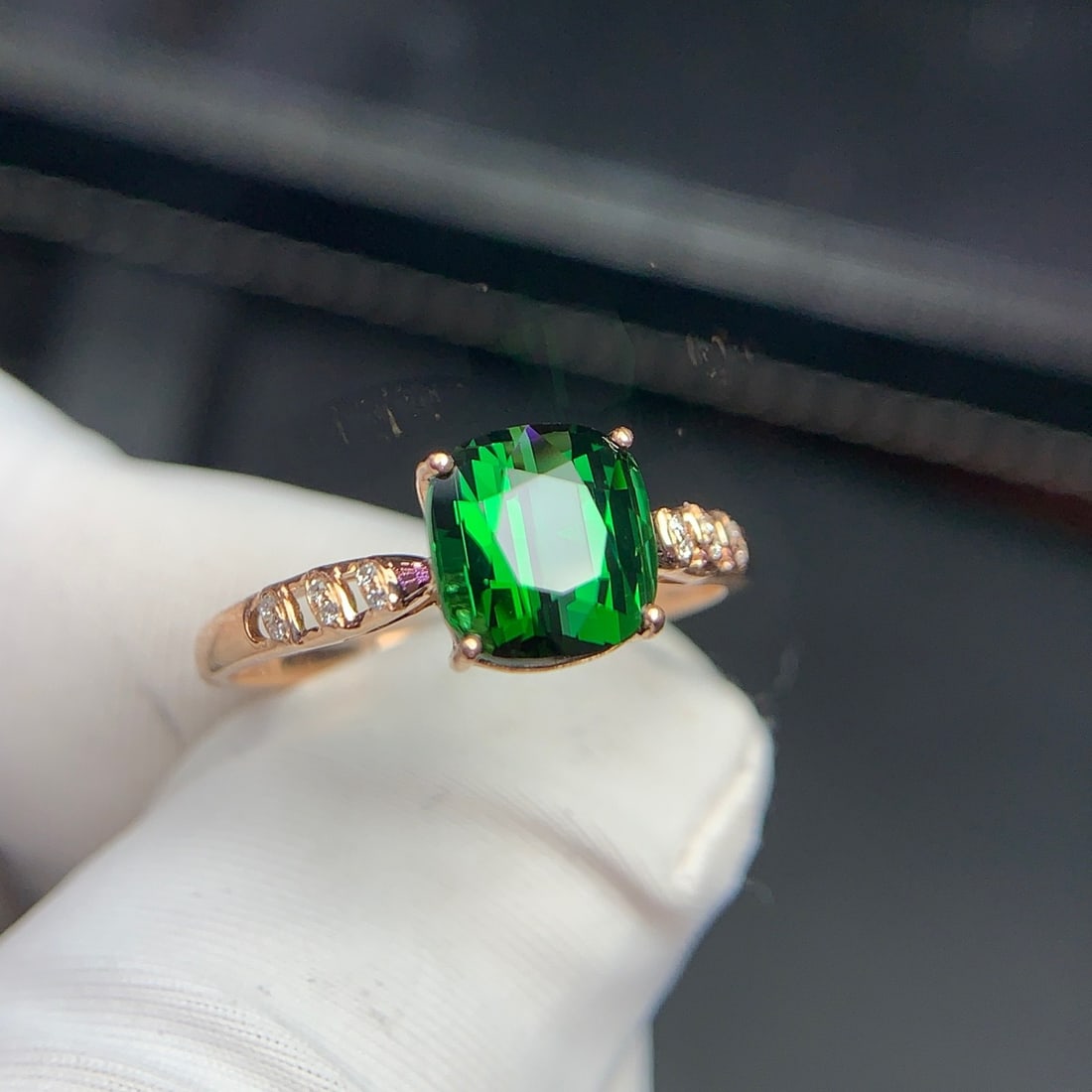 14k Gold 2.1 Ct Natural Tourmaline & Diamond Ring - 5