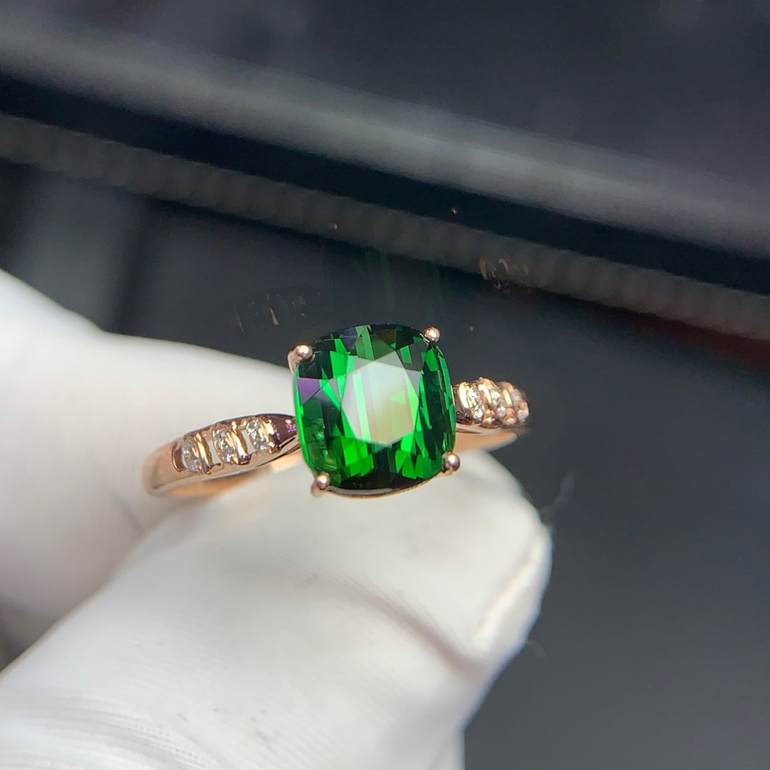 14k Gold 2.1 Ct Natural Tourmaline & Diamond Ring - 7