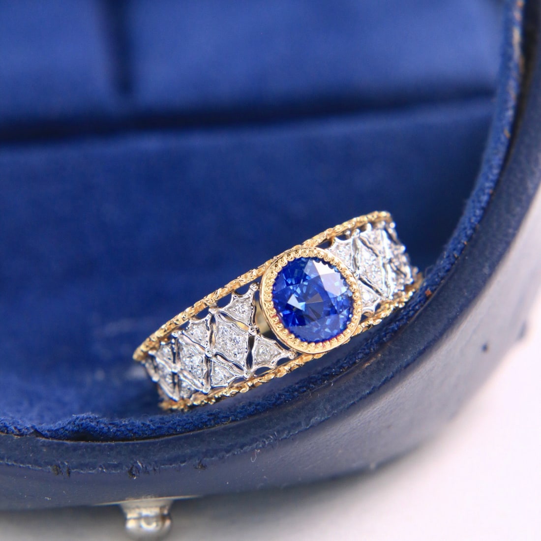 14k Gold 1.29 Ctw Natural Sapphire & Diamond Ring - 2