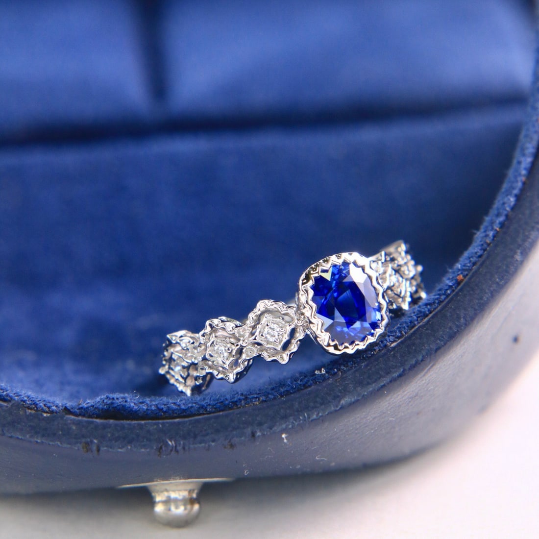 14k Gold 1.05 Ctw Natural Sapphire & Diamond Ring - 2