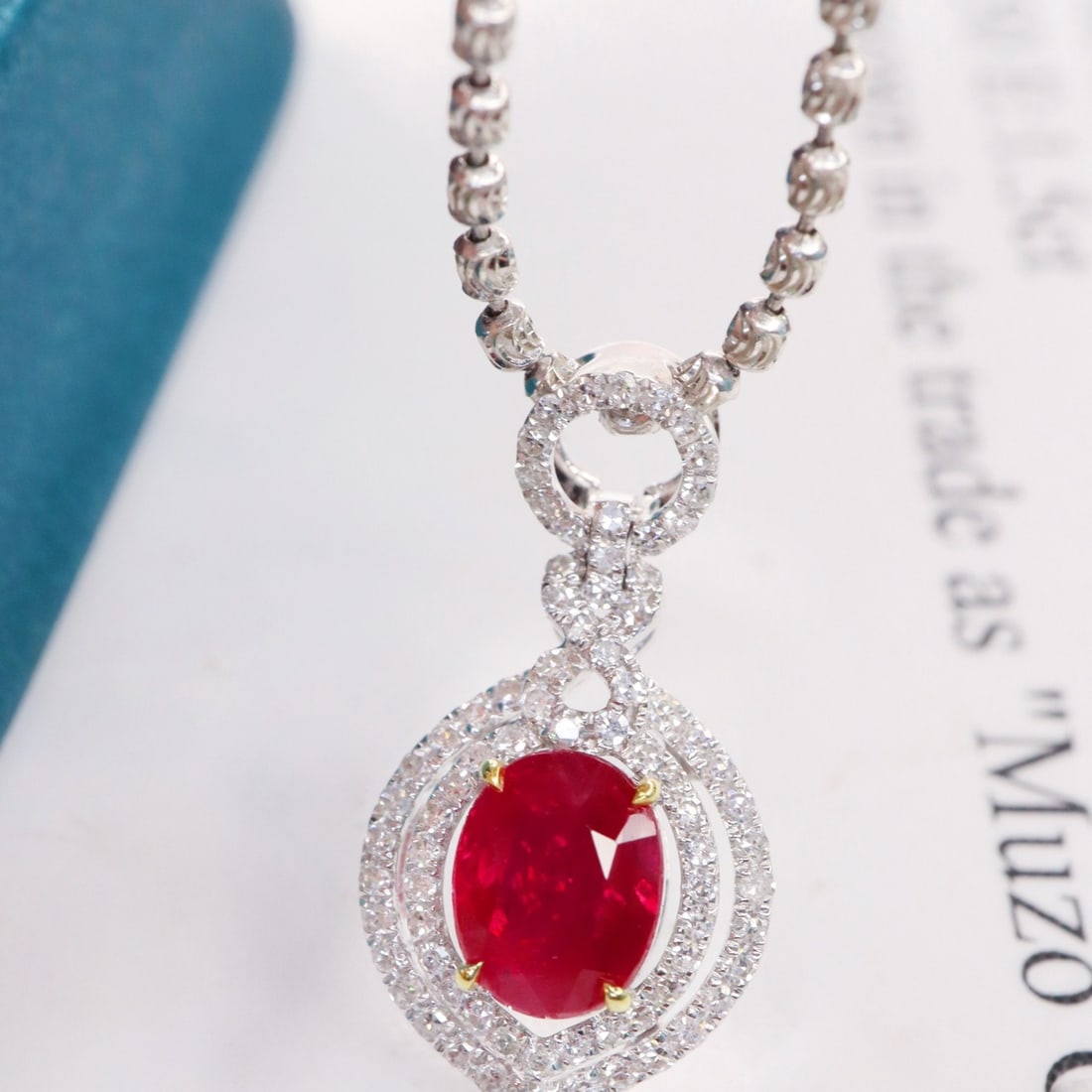 14k Gold 1.42 Ctw Natural Ruby & Diamond Pendant( Without Chain ) - 2