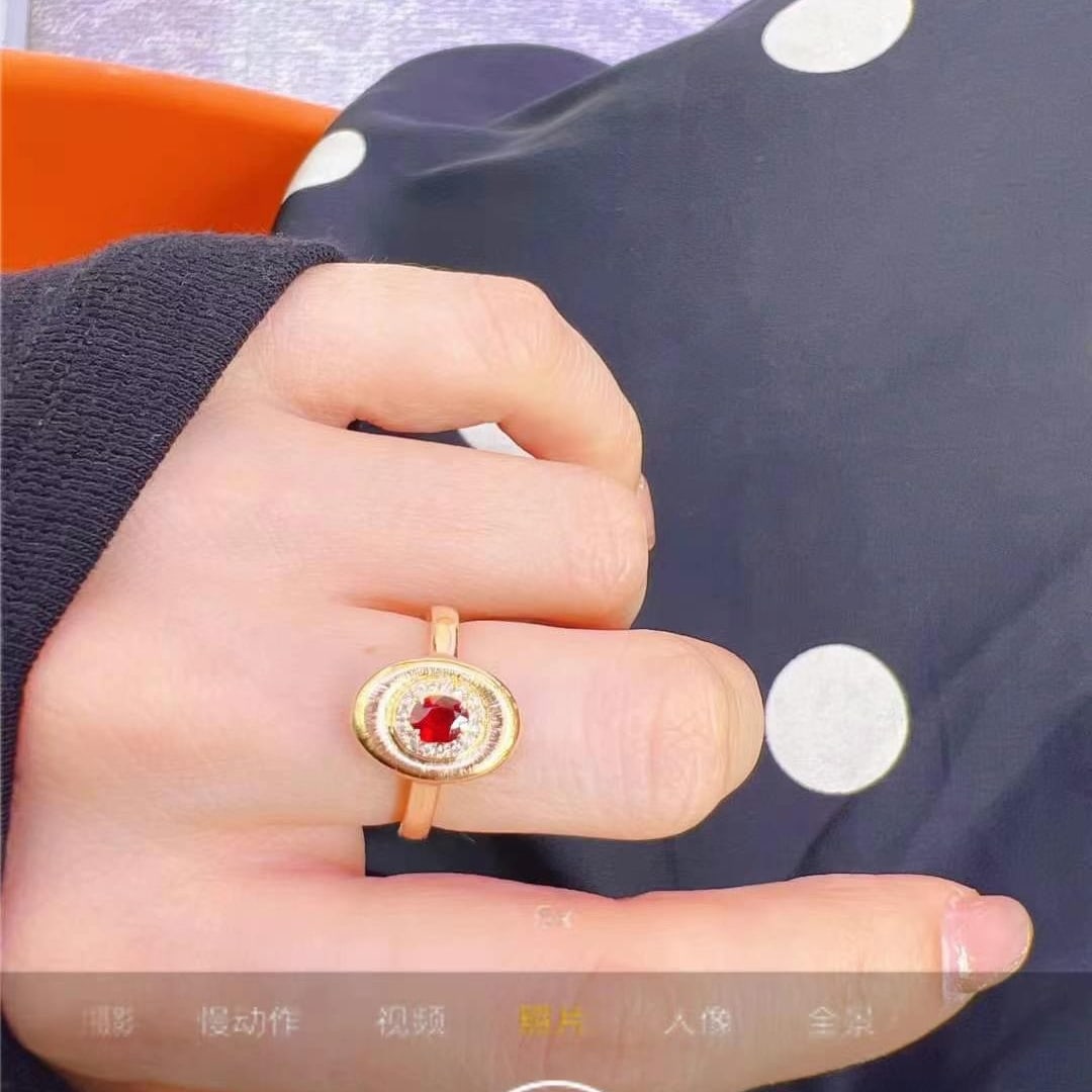 14k Gold 0.36 Ctw Vivid Red Natural Ruby & Diamond Ring - 2