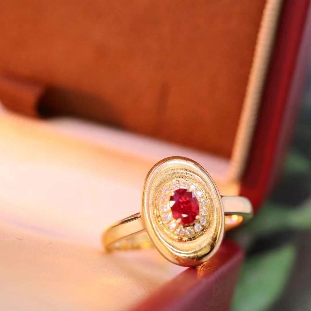 14k Gold 0.36 Ctw Vivid Red Natural Ruby & Diamond Ring - 4