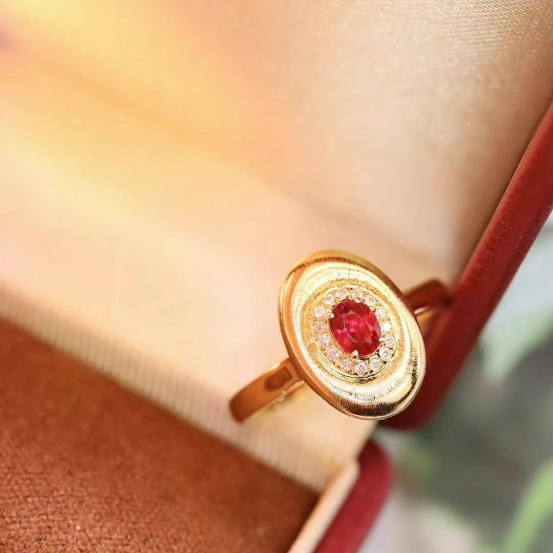 14k Gold 0.36 Ctw Vivid Red Natural Ruby & Diamond Ring - 5