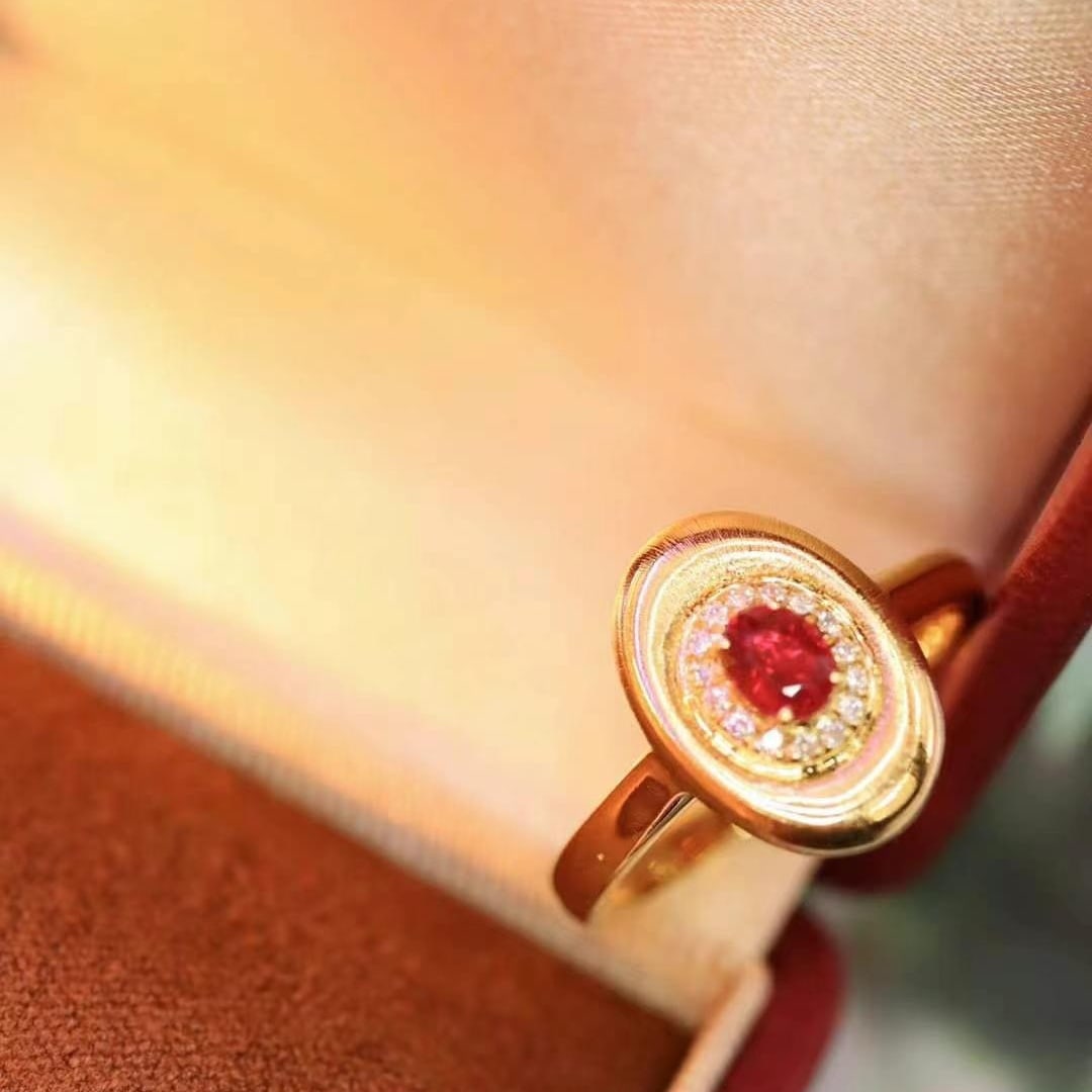 14k Gold 0.36 Ctw Vivid Red Natural Ruby & Diamond Ring - 6