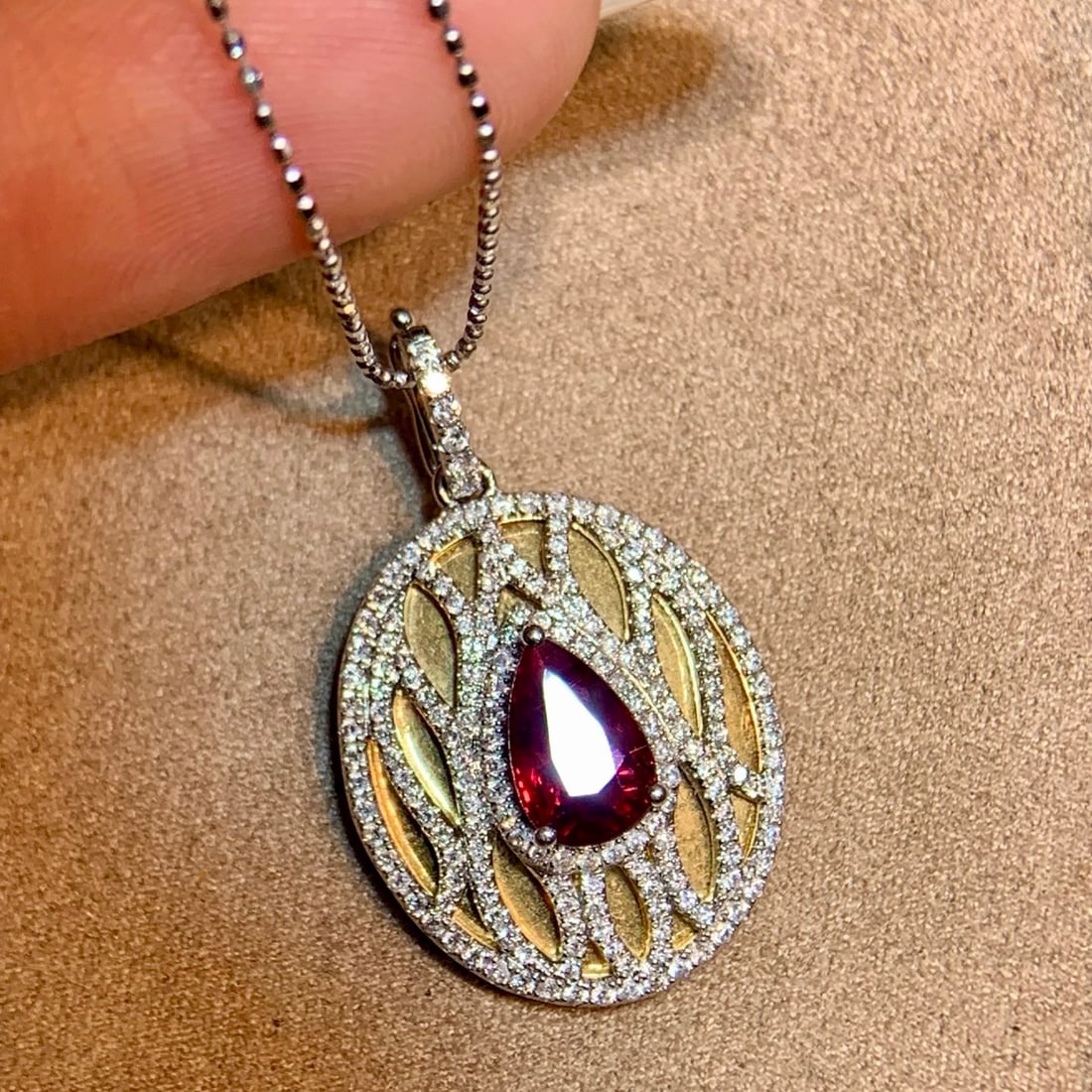 14k Gold 1.62 Ctw Natural Ruby & Diamond Pendant( Without Chain ) - 4