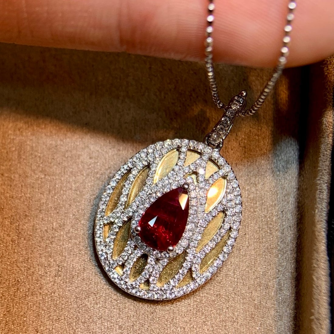 14k Gold 1.62 Ctw Natural Ruby & Diamond Pendant( Without Chain ) - 5